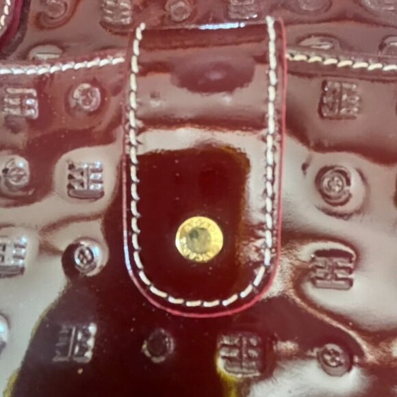 Arcadia Dark Red Embossed Patent Leather Crossbody Shoulder Bag Italy - Picture 5 of 8
